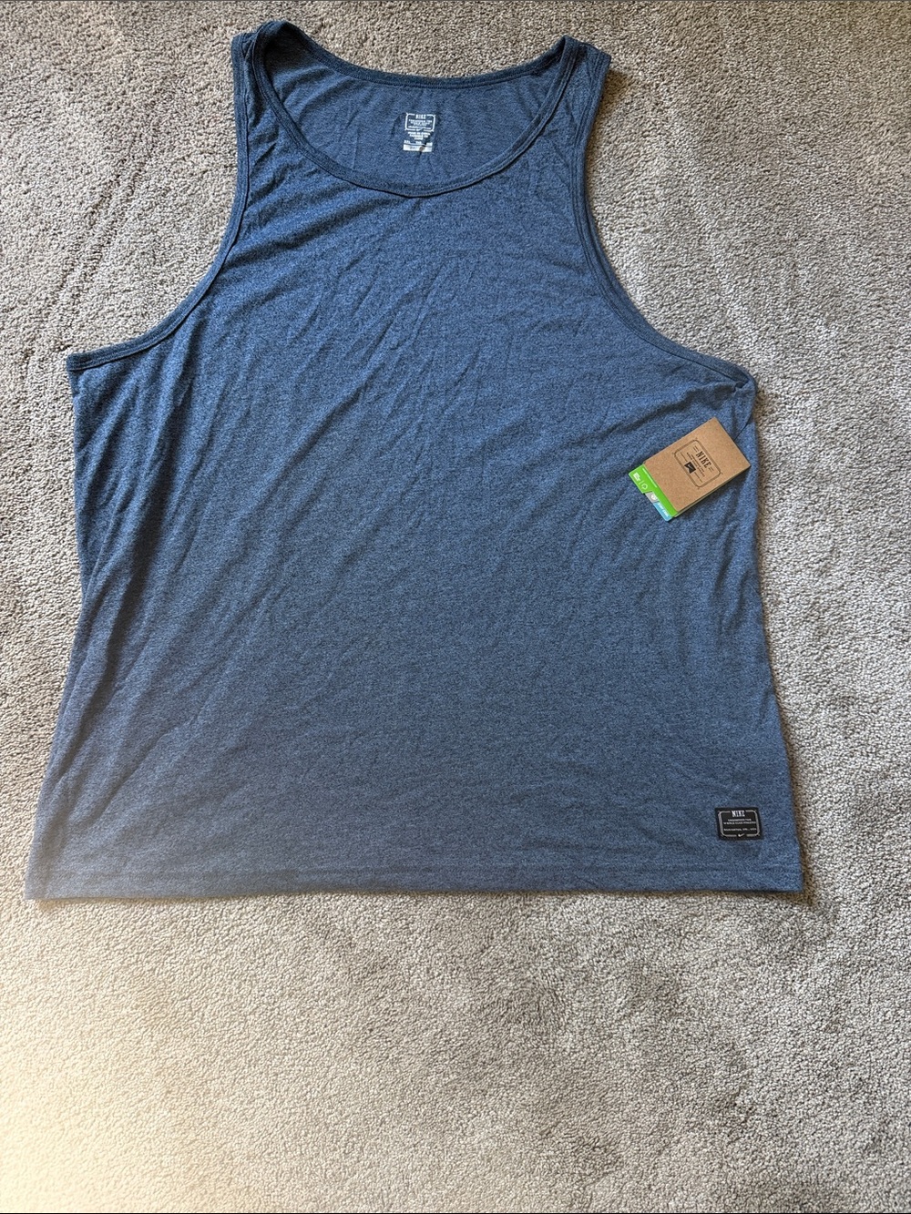 Nike Men's Heather Blue Performance Tank Top Dri Fit Organic Cotton